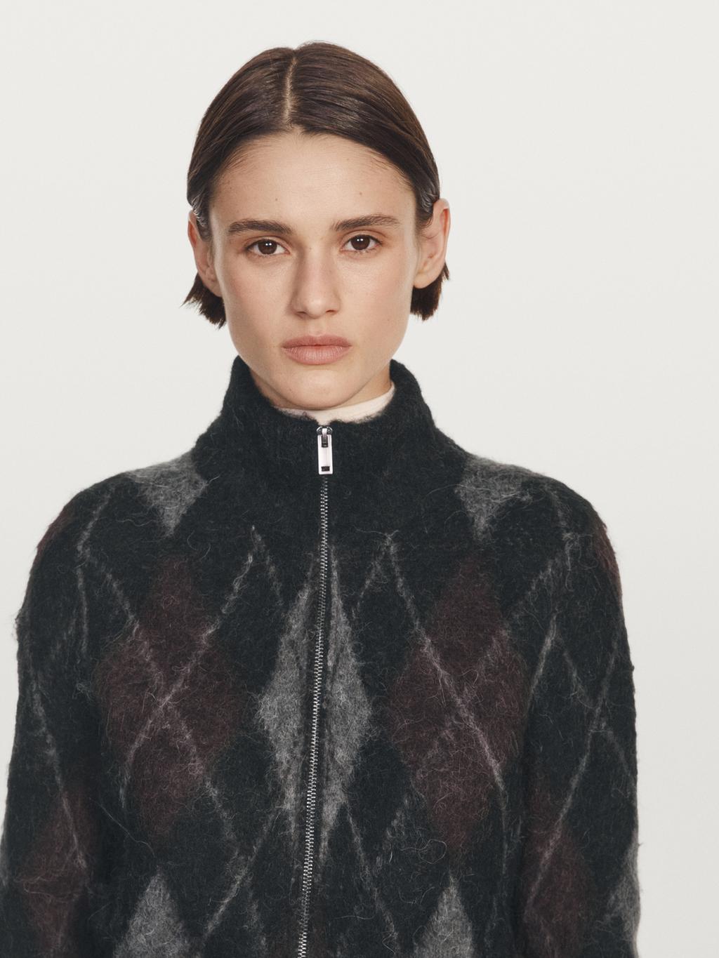 Wool and alpaca argyle cardigan