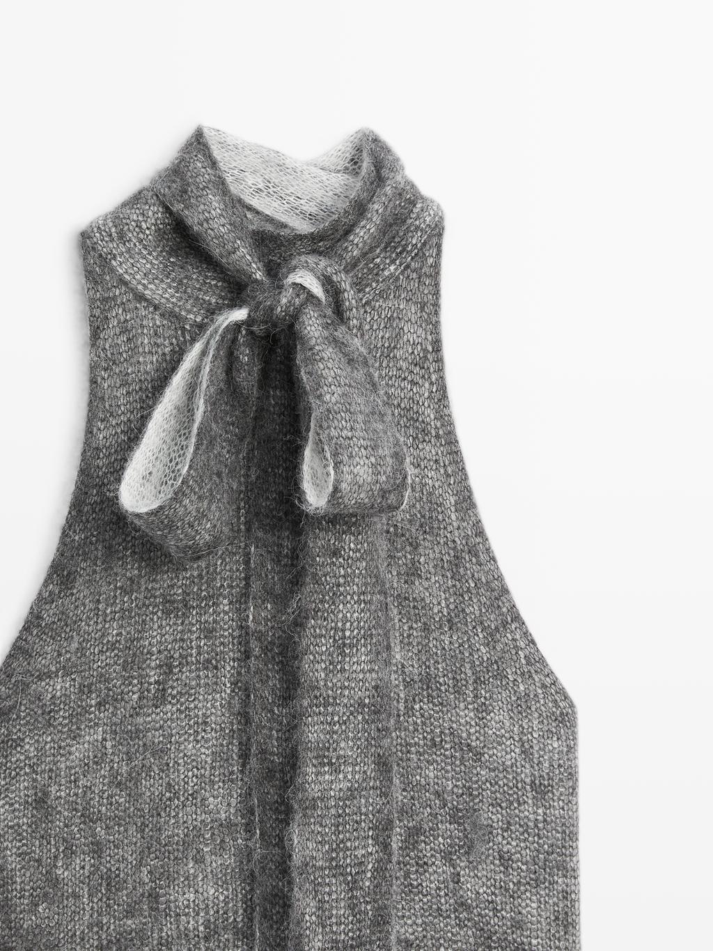 Alpaca and wool knit halterneck top