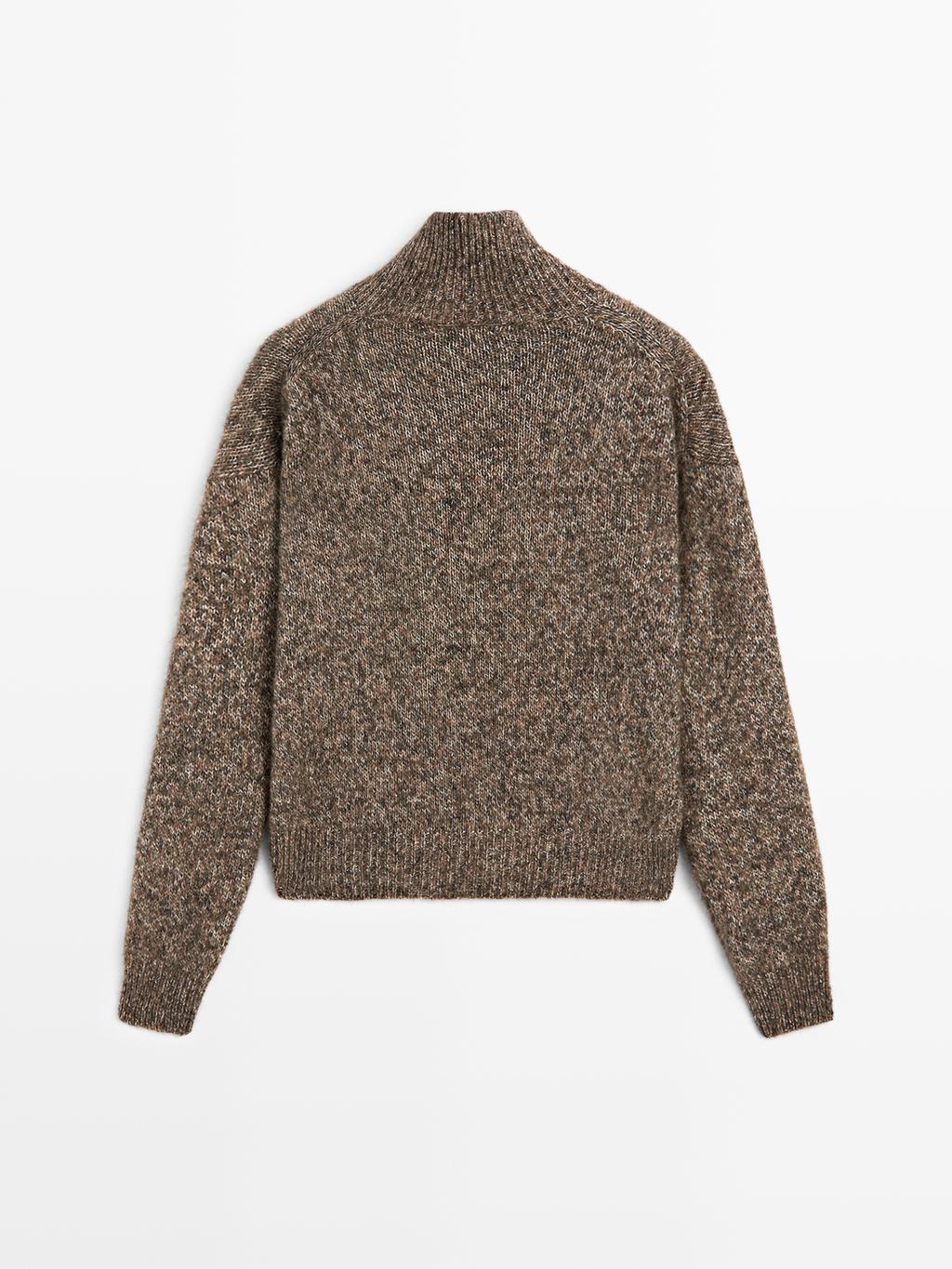 Mouline knit alpaca and wool blend turtleneck sweater