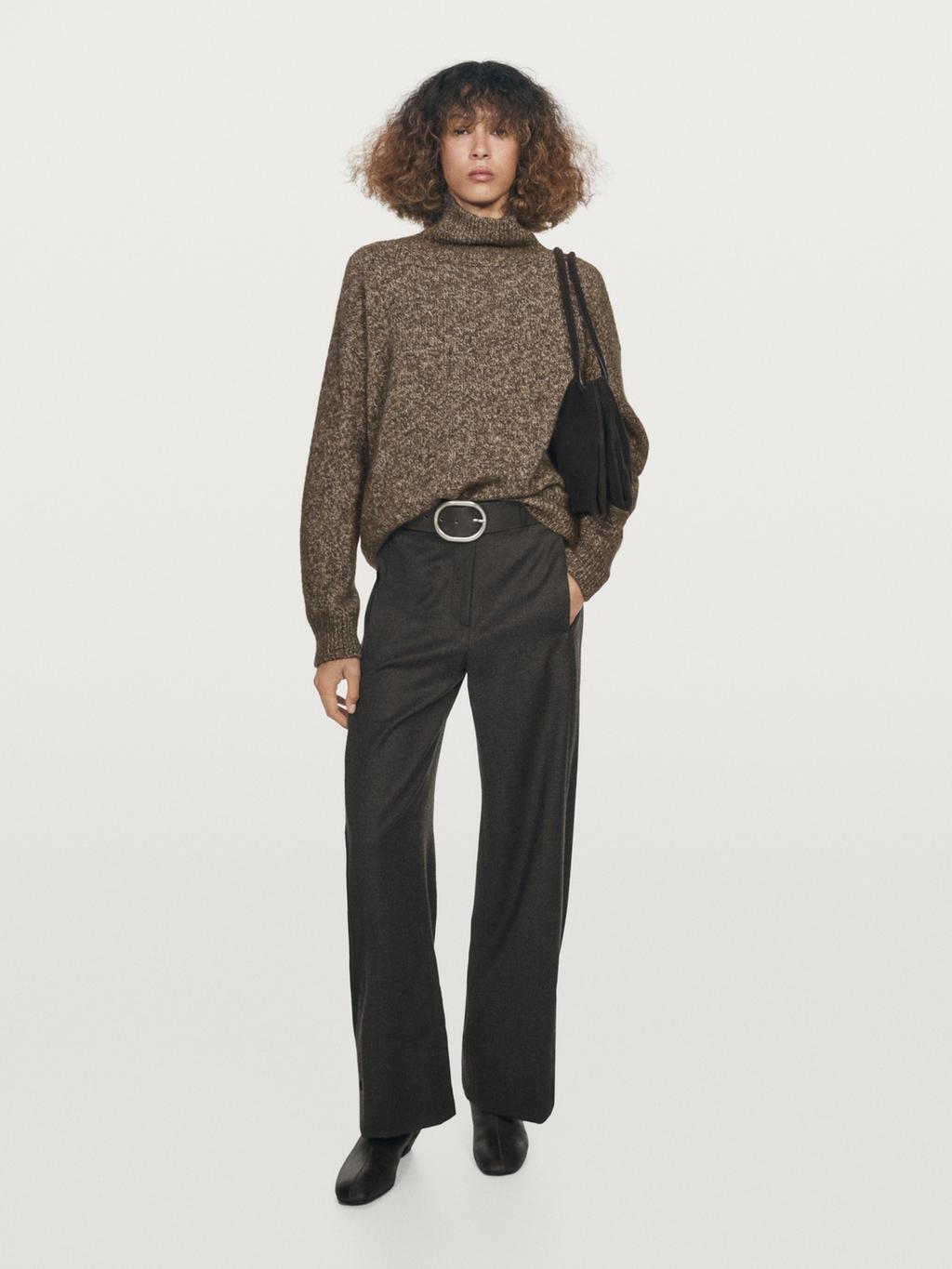 Mouline knit alpaca and wool blend turtleneck sweater