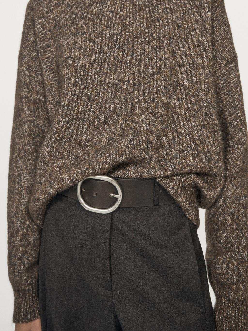 Mouline knit alpaca and wool blend turtleneck sweater