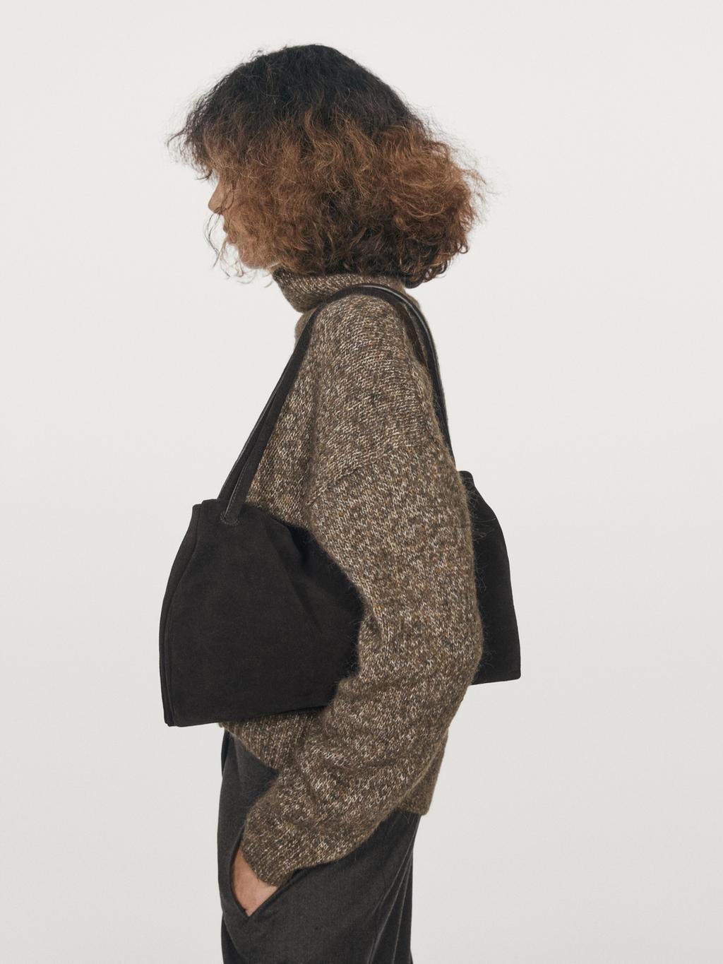 Mouline knit alpaca and wool blend turtleneck sweater