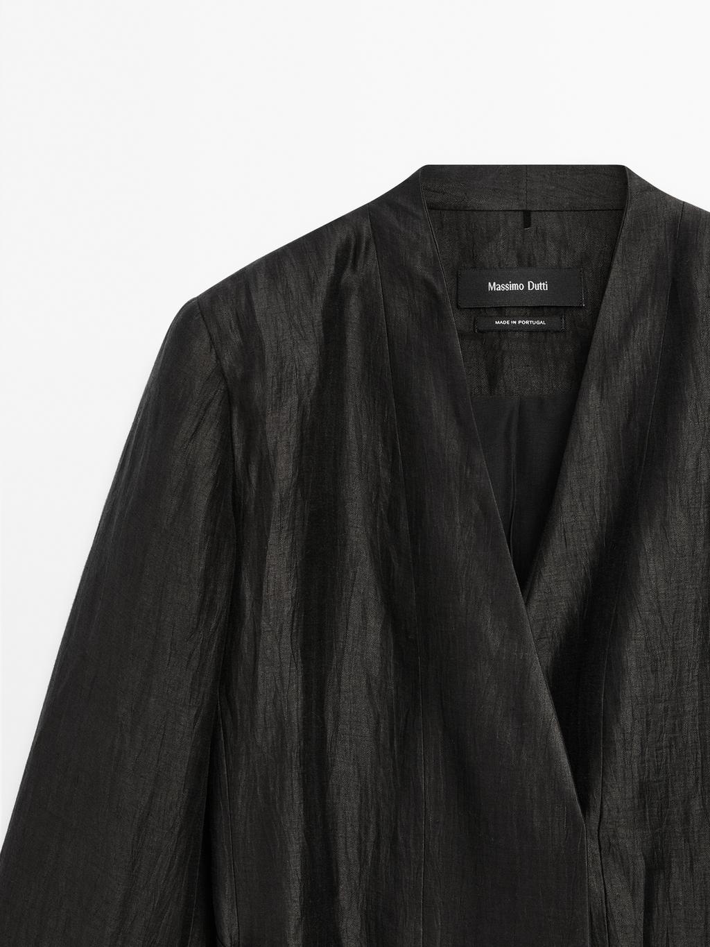 Linen blend kimono with tie detail