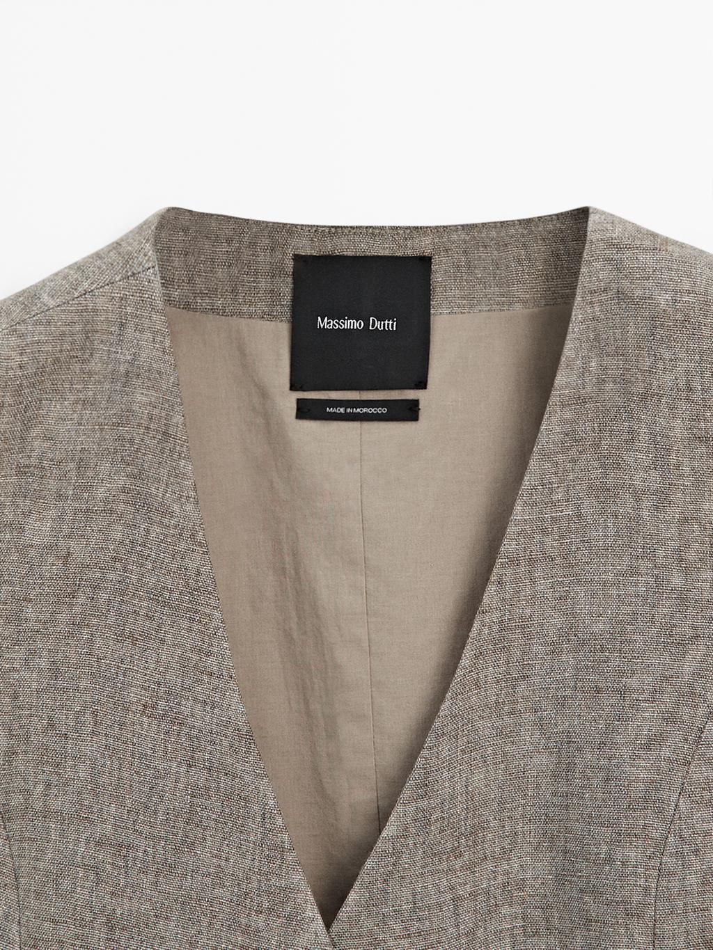 100% linen short double-breasted waistcoat