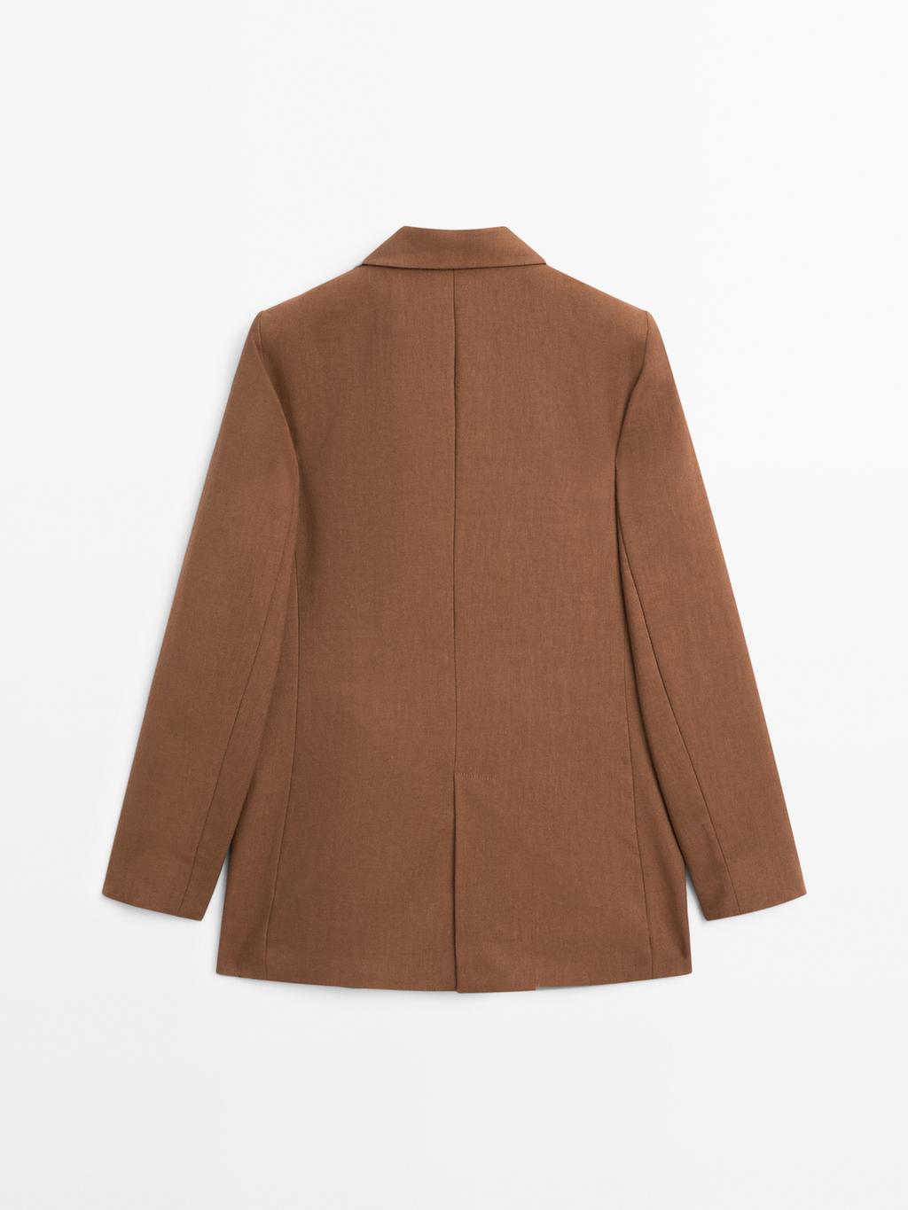 Double-breasted linen blend blazer