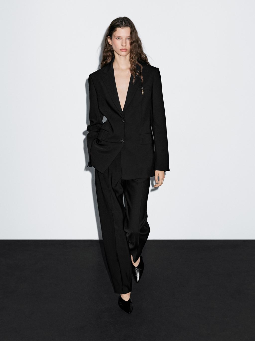 Two-button crepe blazer