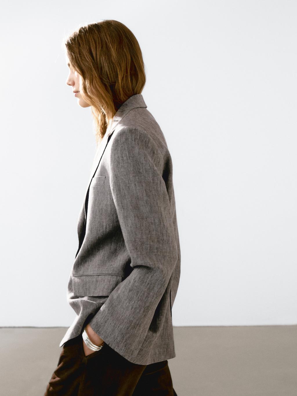 Flecked 100% linen blazer