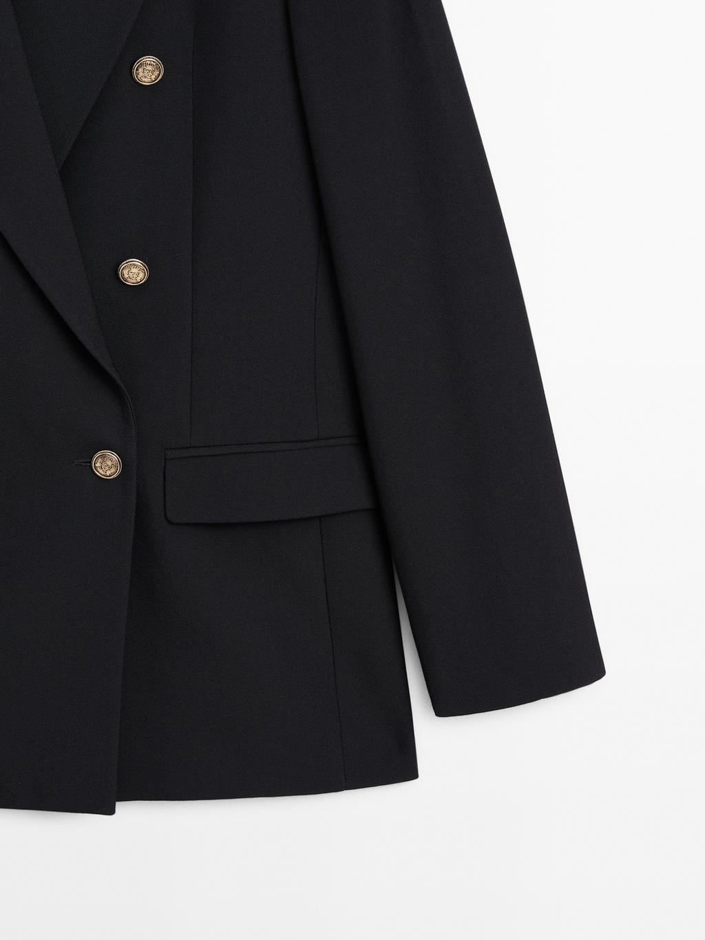 Wool blend blazer with gold buttons