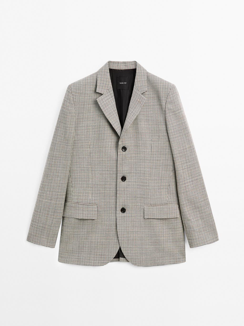 100% wool houndstooth blazer