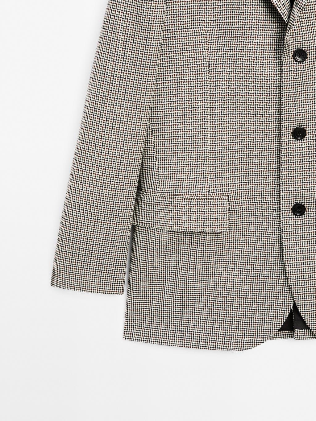 100% wool houndstooth blazer