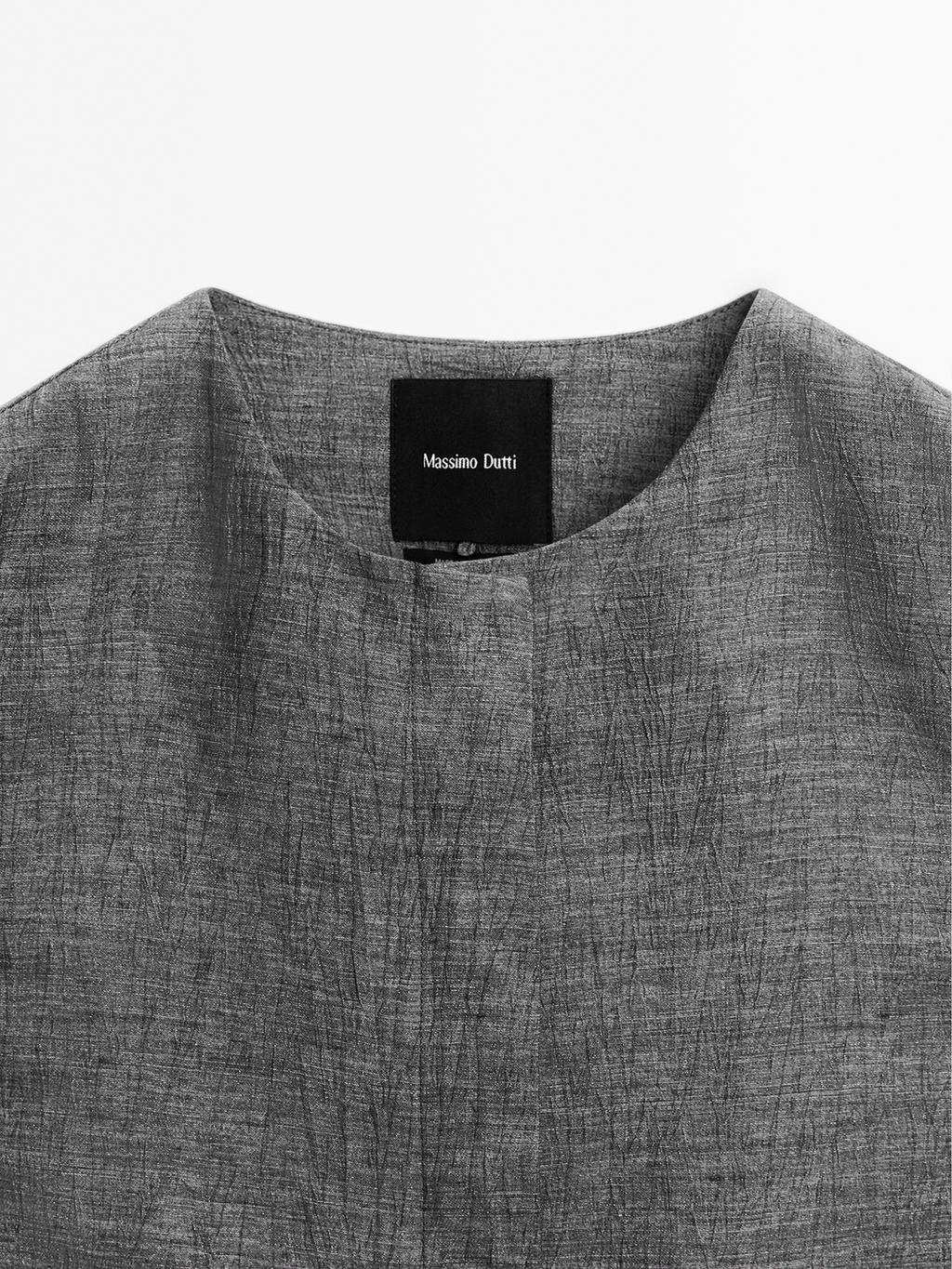 Short linen blend waistcoat