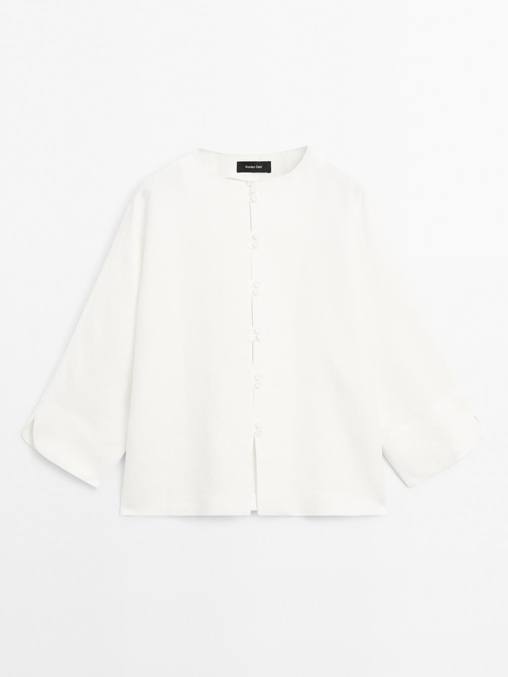 100% linen kimono with button detail