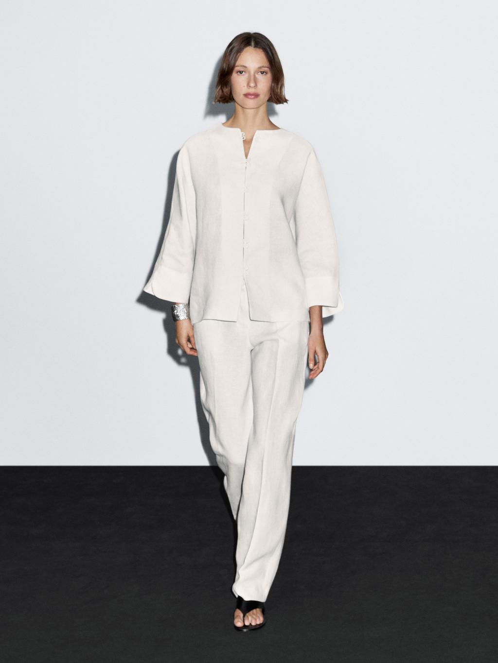 100% linen kimono with button detail