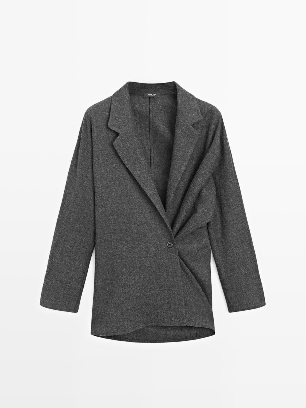 Textured 100% wool overshirt