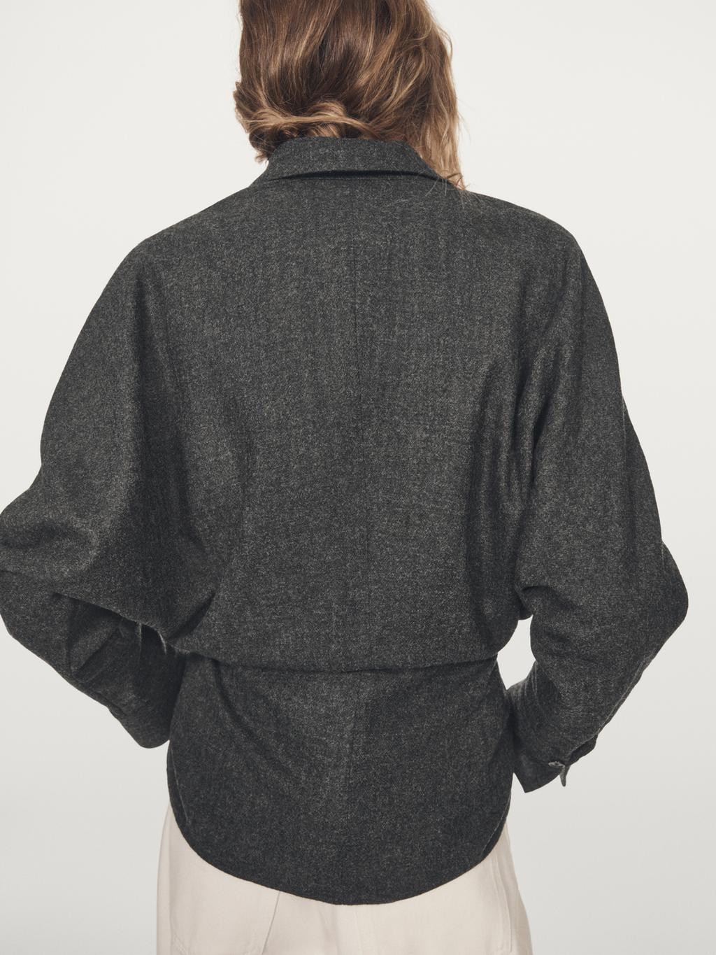 Textured 100% wool overshirt