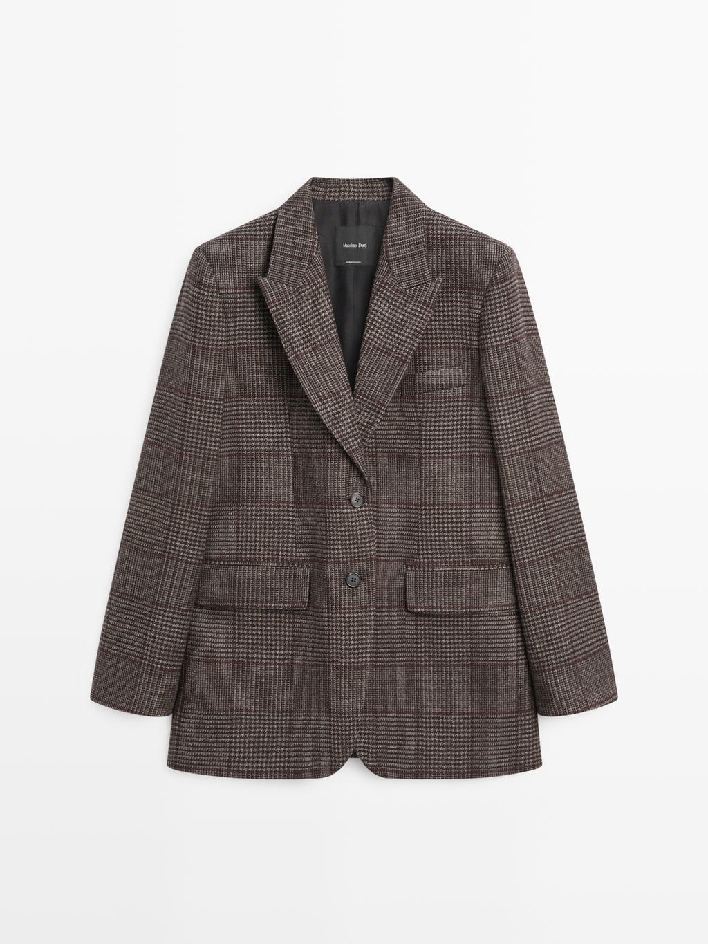 Check wool blend blazer