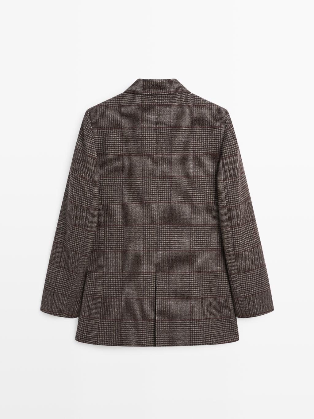 Check wool blend blazer