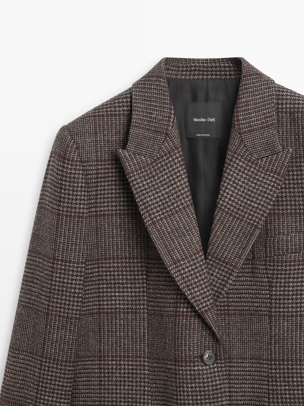 Check wool blend blazer