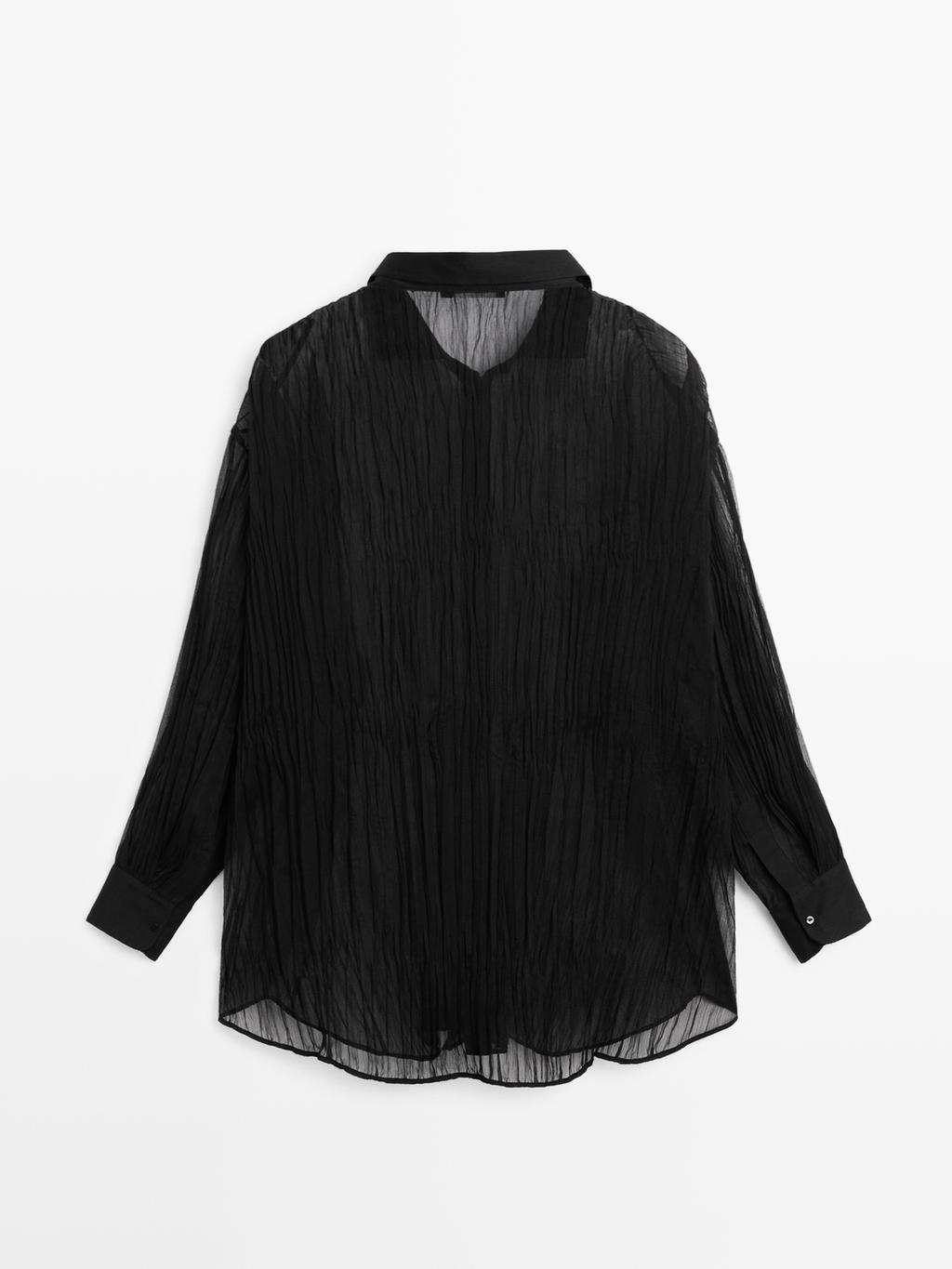 Long pleated loose-fitting shirt