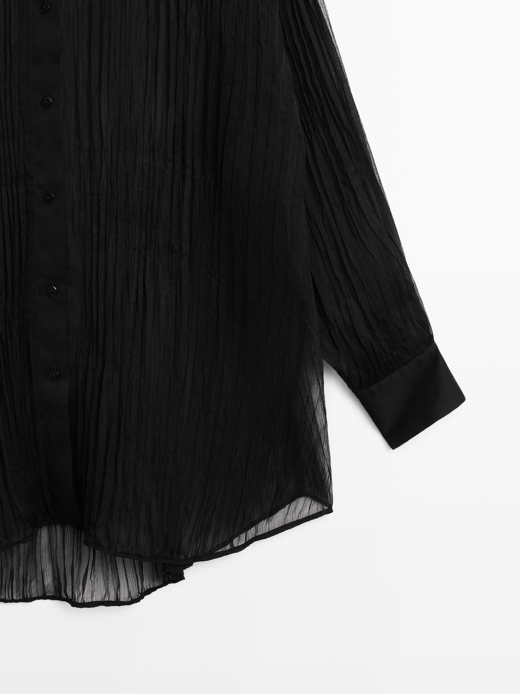 Long pleated loose-fitting shirt