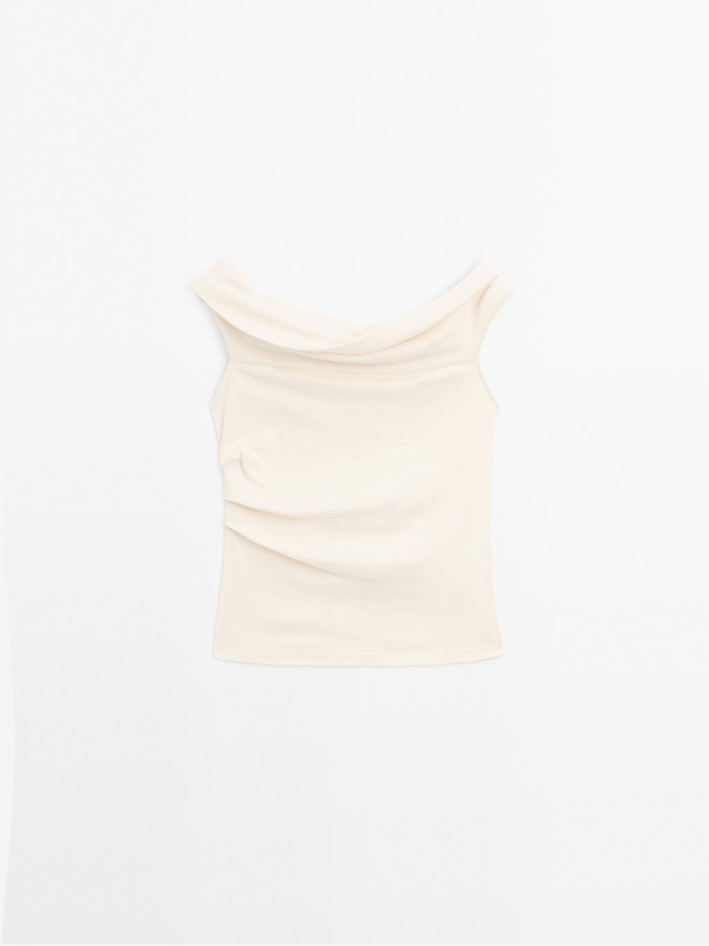 Draped strapless top