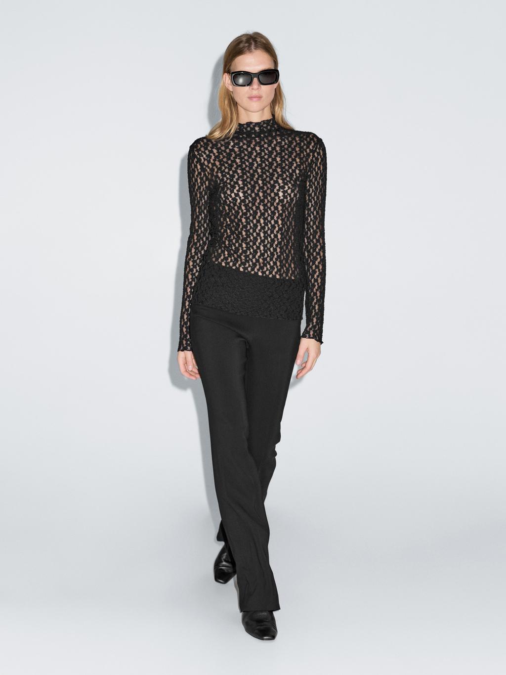 Long sleeve lace top