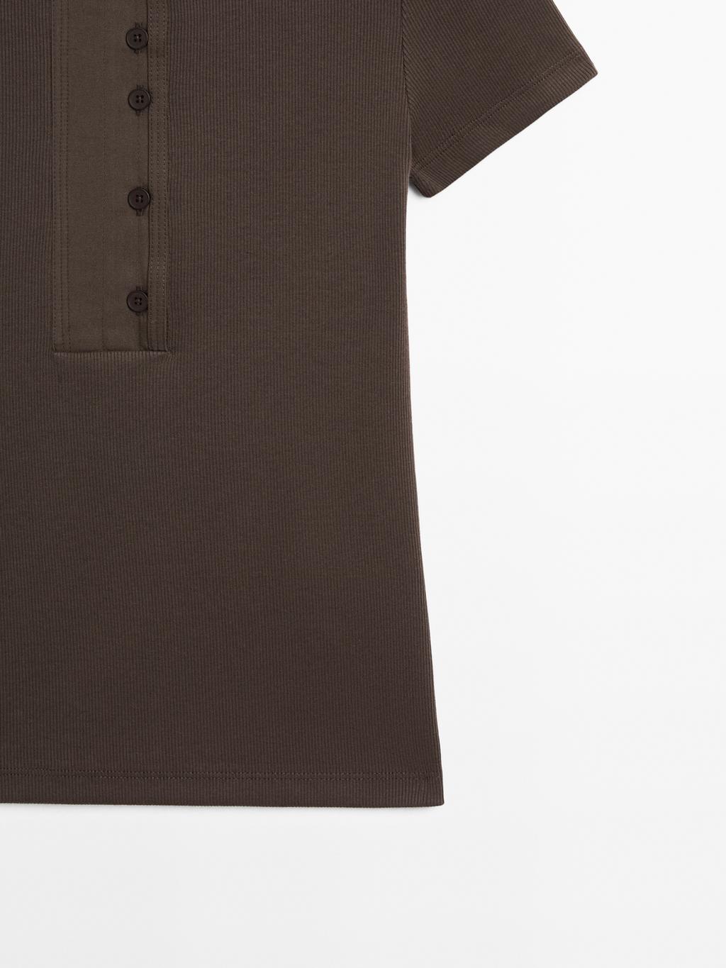 Cotton blend T-shirt with chest detail