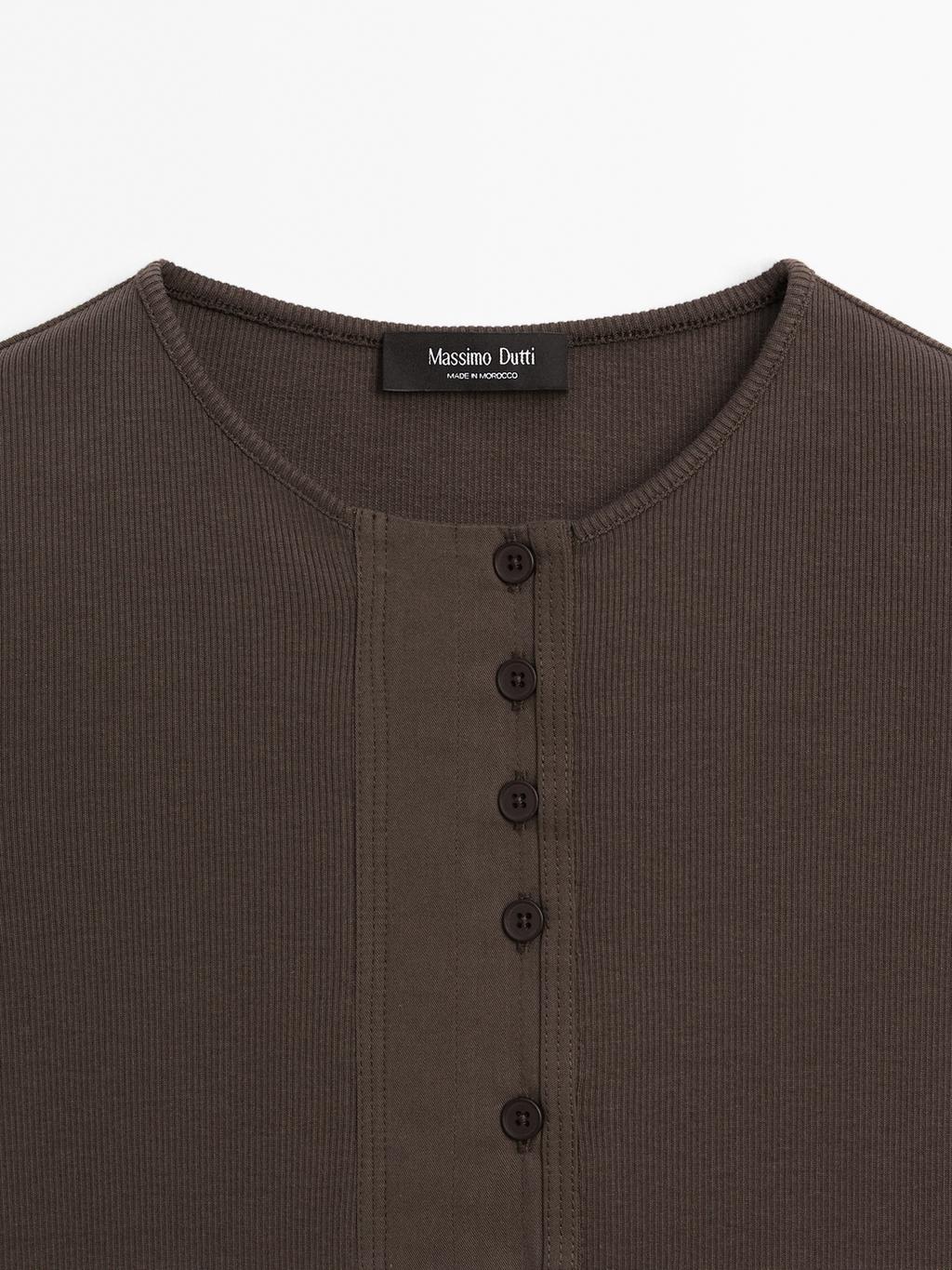 Cotton blend T-shirt with chest detail