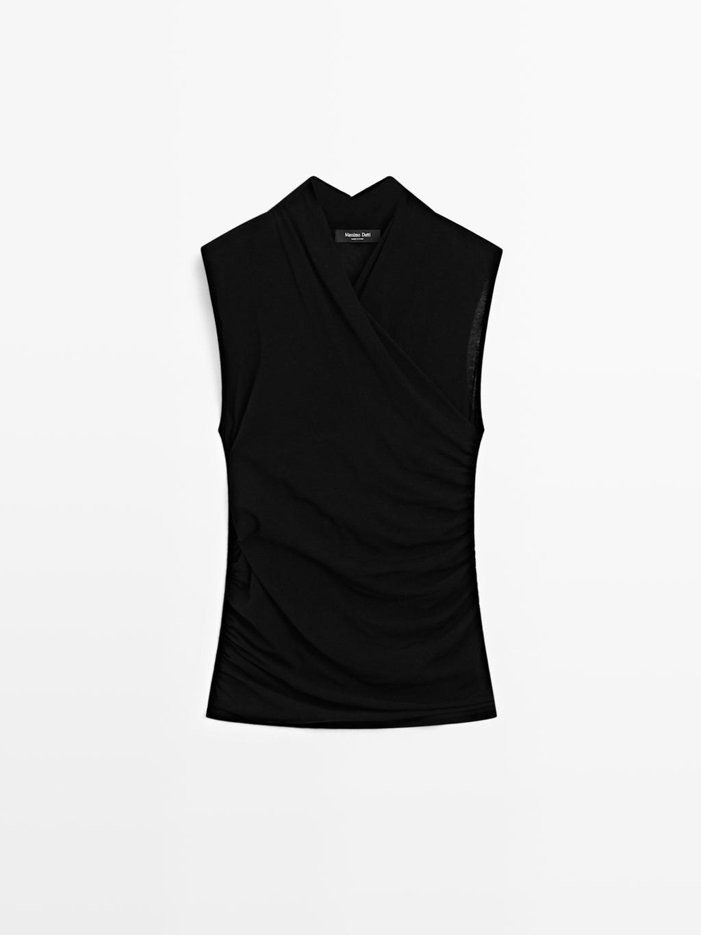 Sleeveless draped top