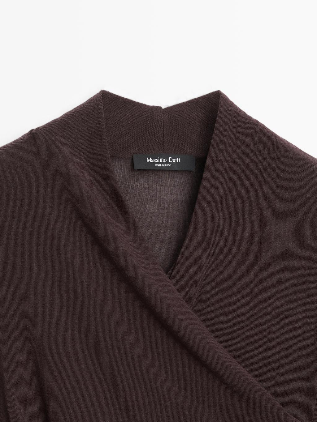 Draped long sleeve T-shirt