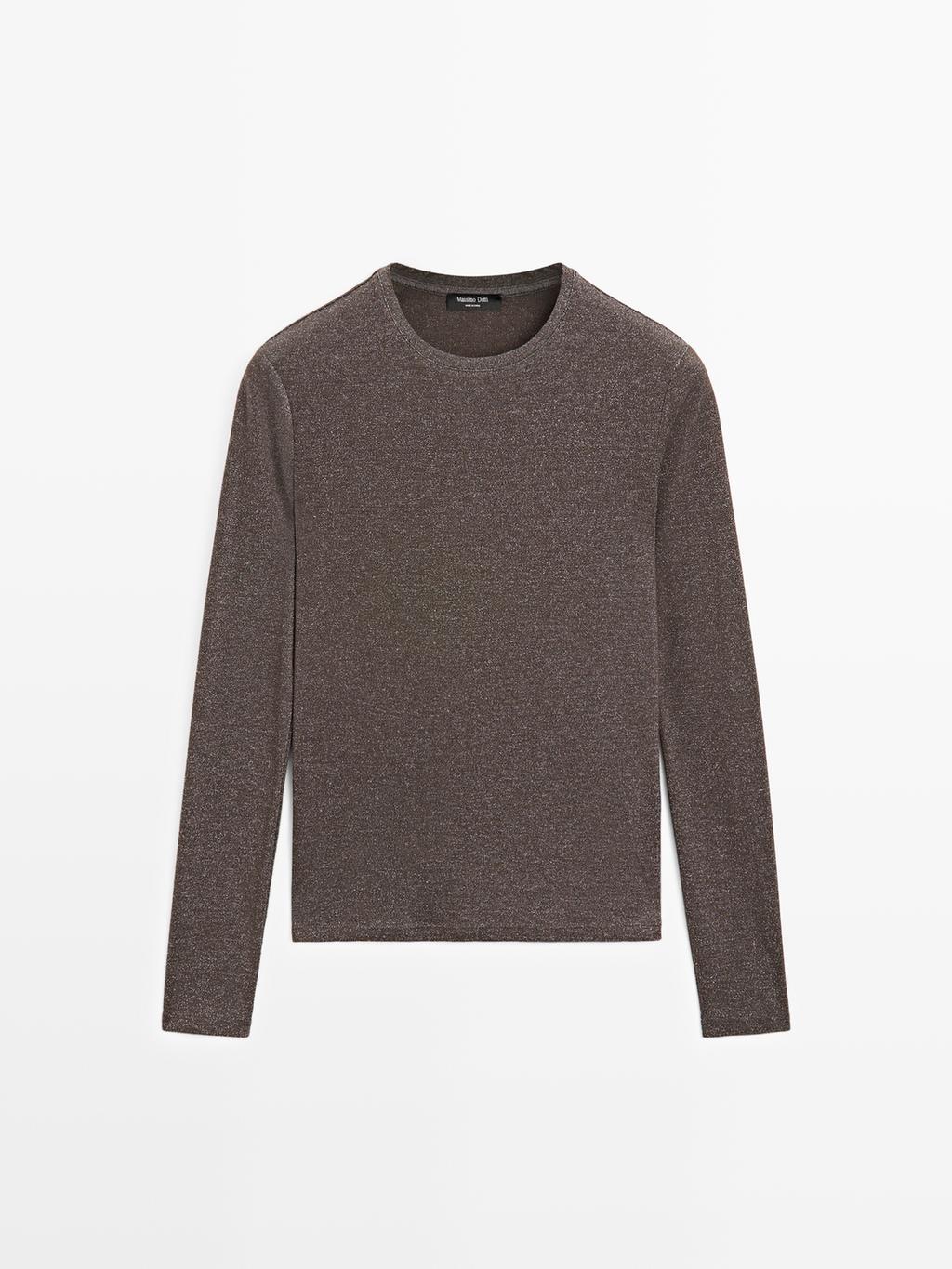 Long sleeve T-shirt with metallic finish