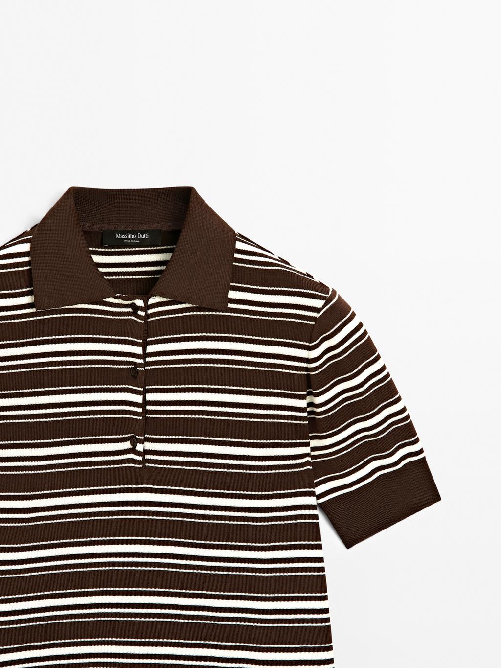 100% cotton polo shirt with striped details
