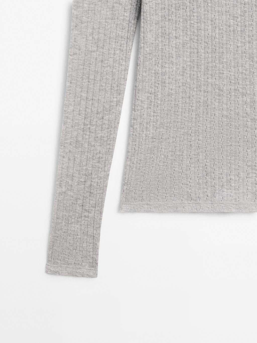 Cotton blend T-shirt with openwork detail