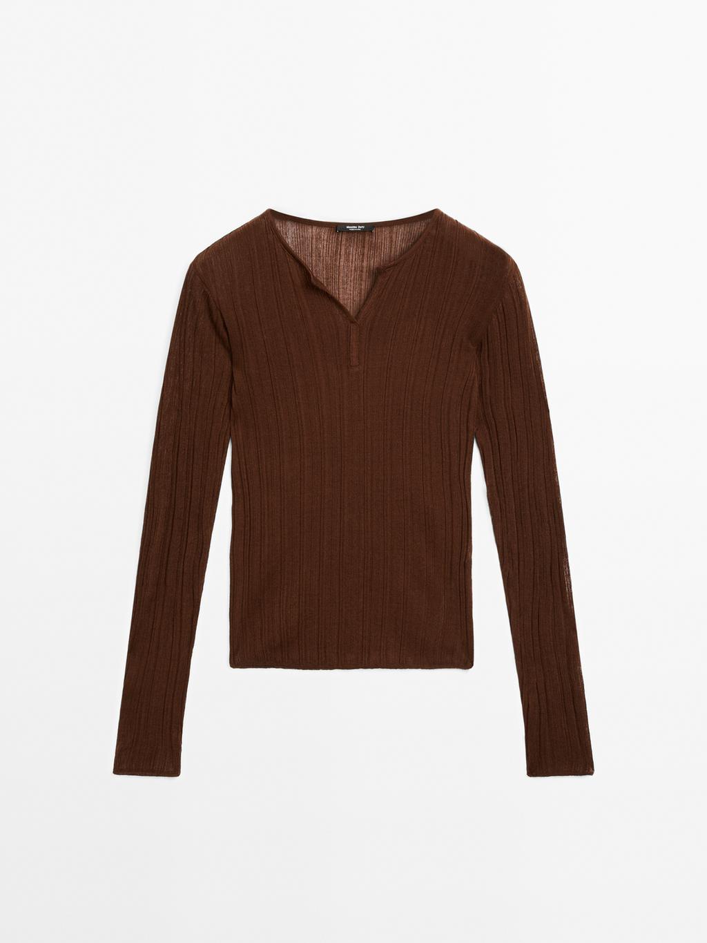 Long sleeve ribbed T-shirt