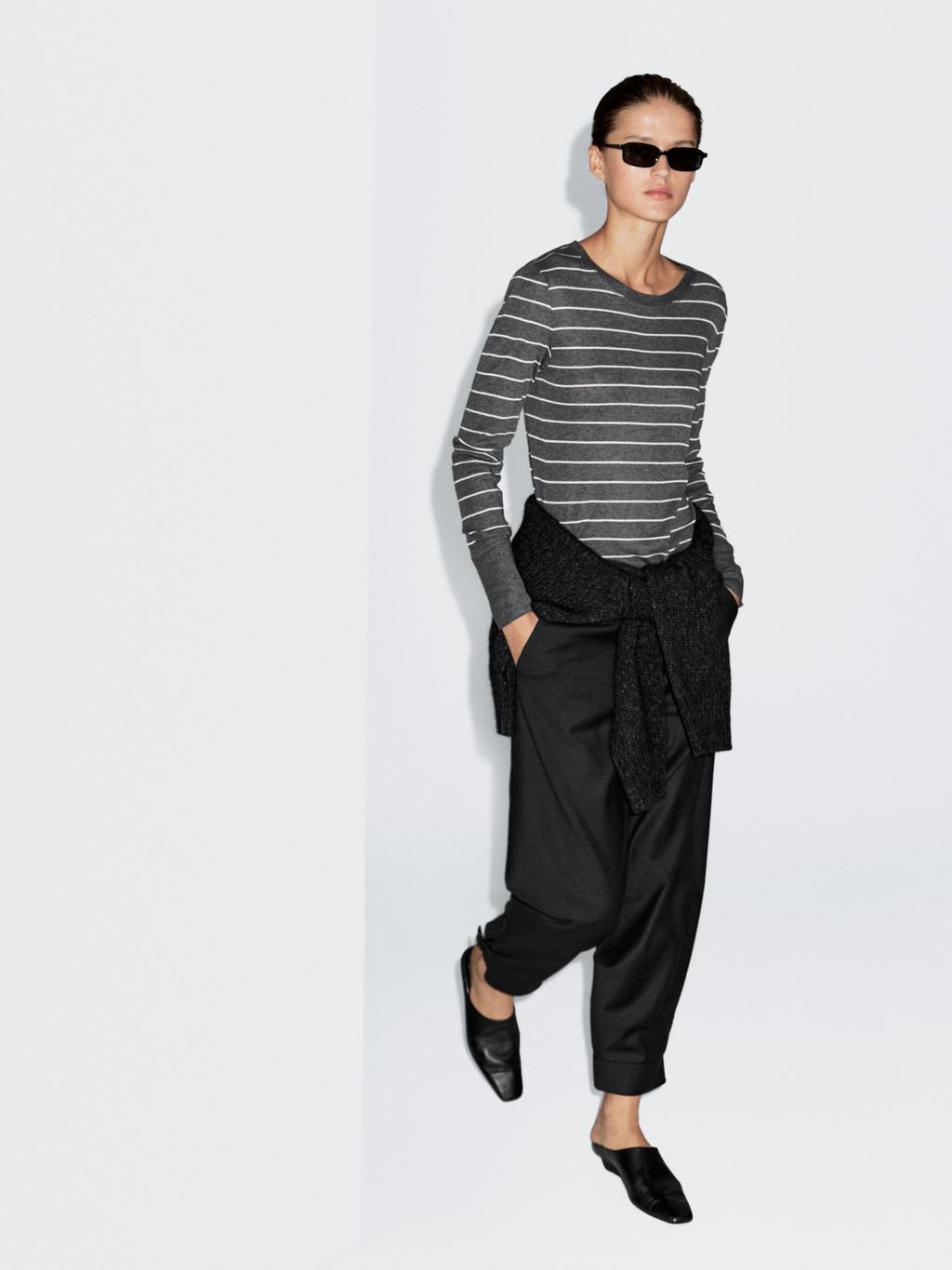 Lightweight striped long sleeve T-shirt