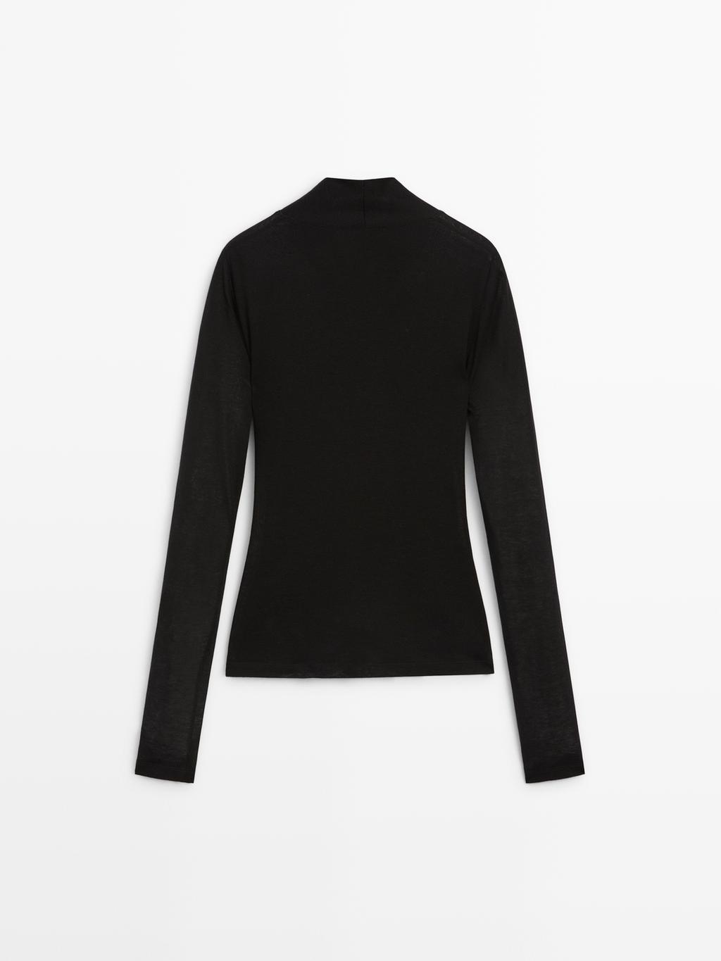 Lyocell and wool crossover top