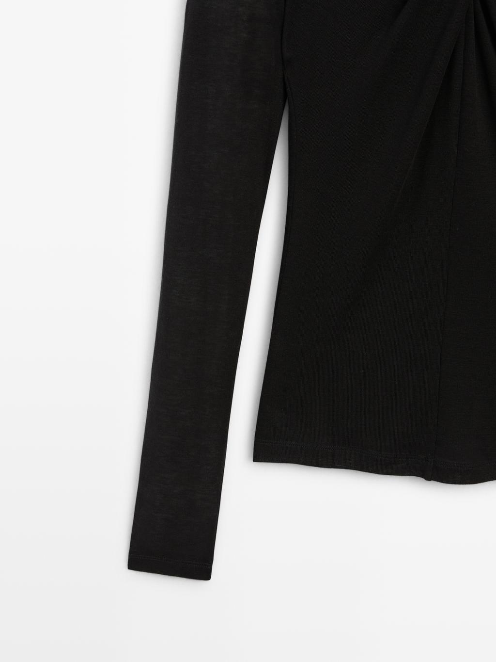 Lyocell and wool crossover top