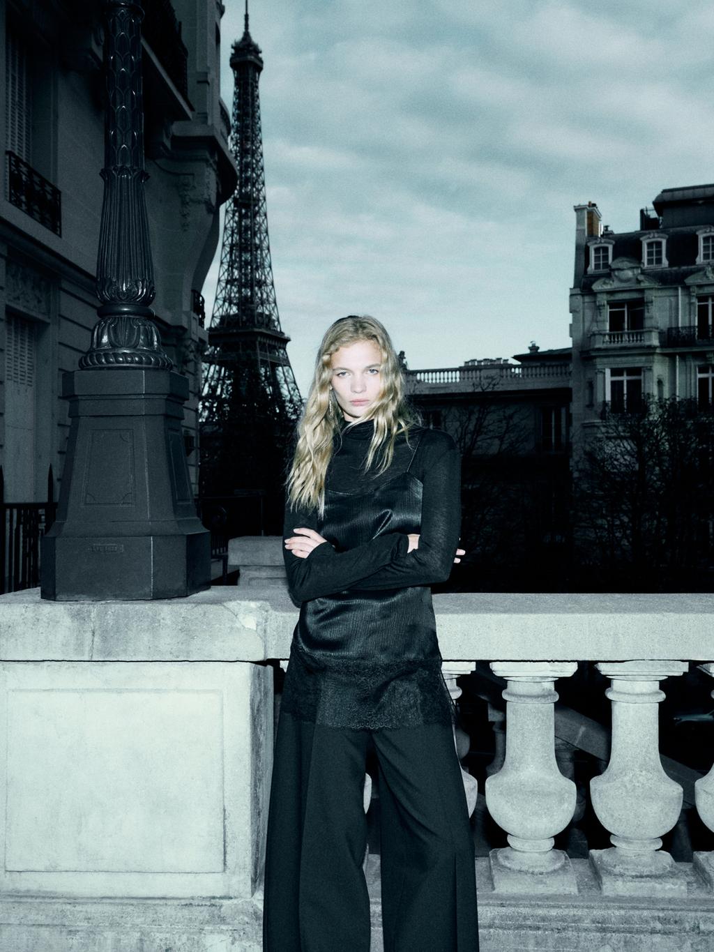 Long sleeve lyocell and wool blend T-shirt