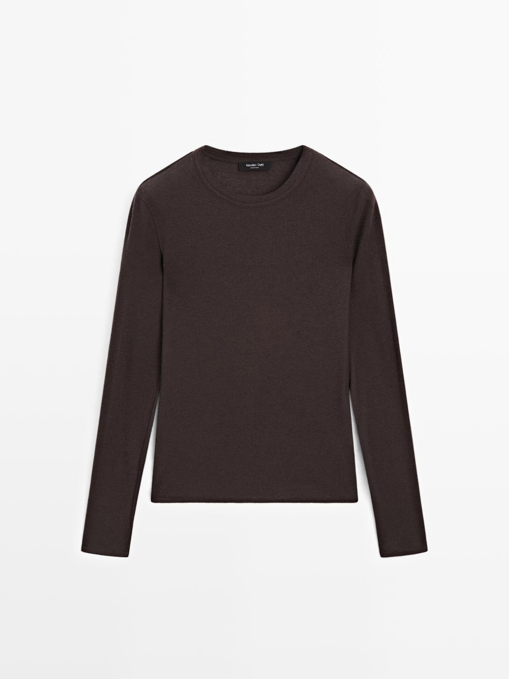 Long sleeve cotton blend T-shirt