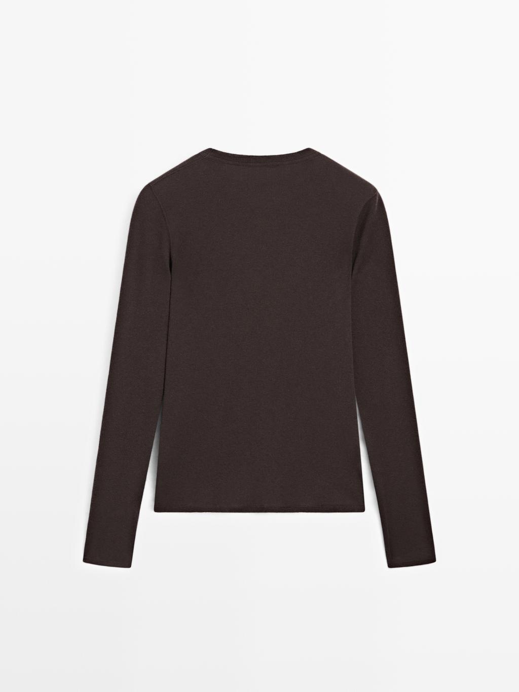 Long sleeve cotton blend T-shirt