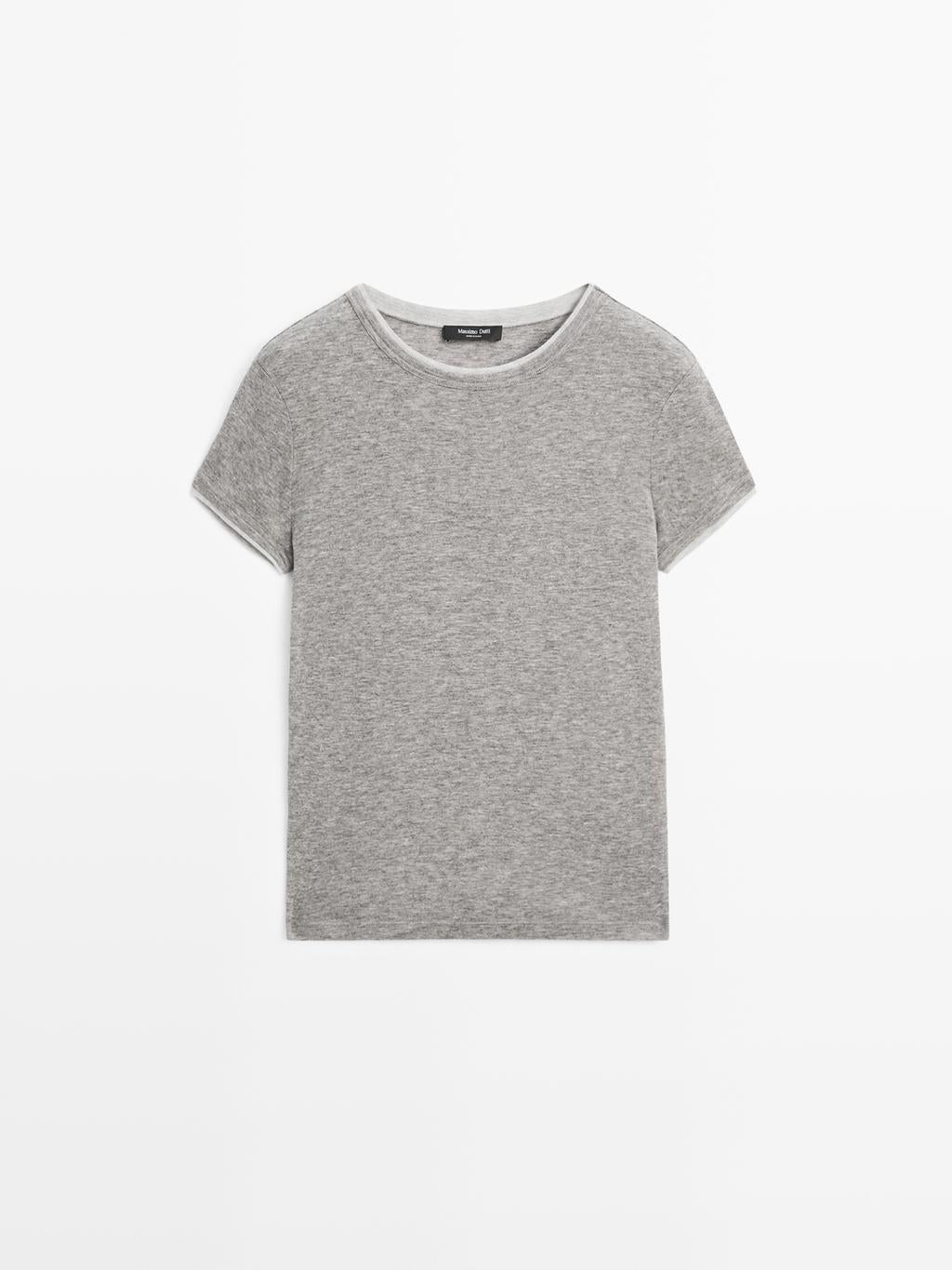 Short sleeve T-shirt with double trim