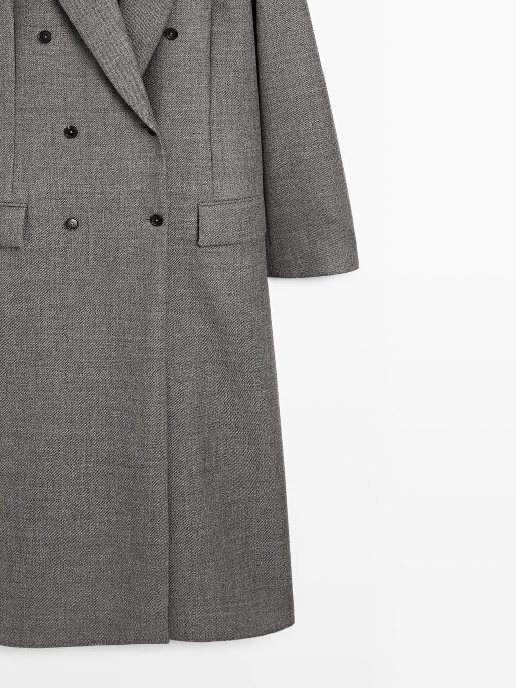 Long 100% wool coat with notch lapel - LIMITED