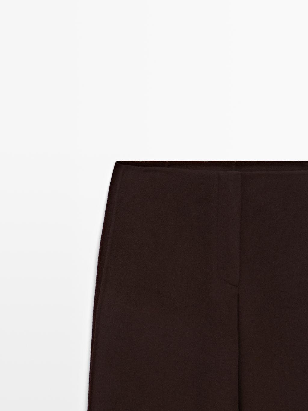 Wool blend straight-leg trousers