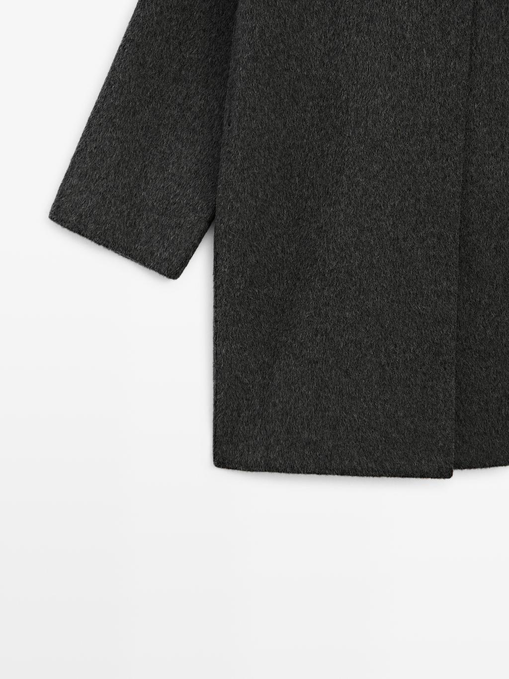 Wool blend cape coat with high neck