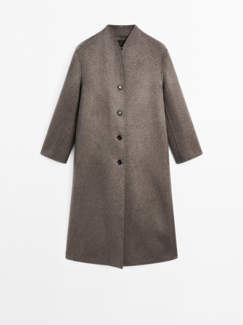 Wool blend high neck coat