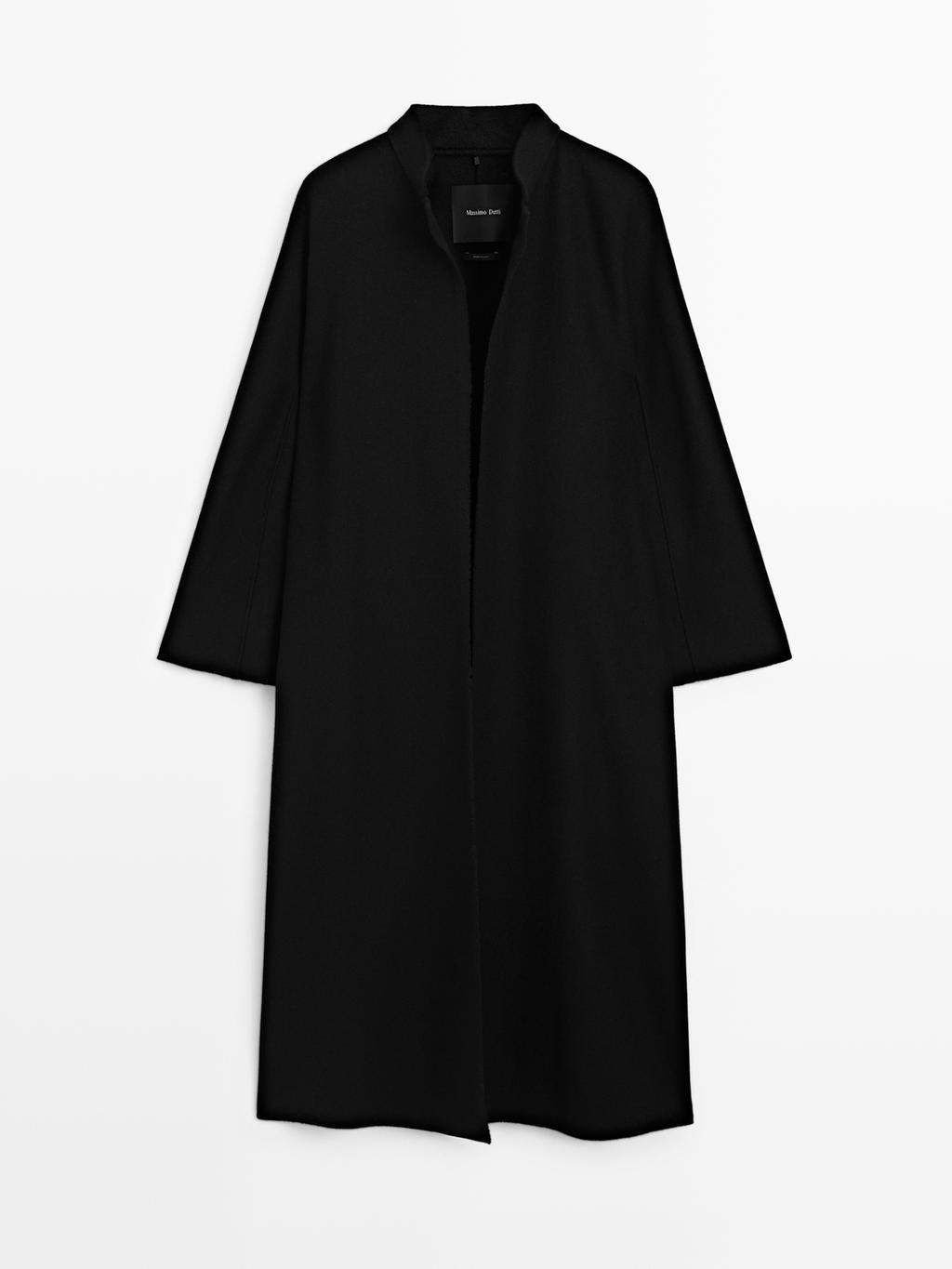 Long coat with stand collar