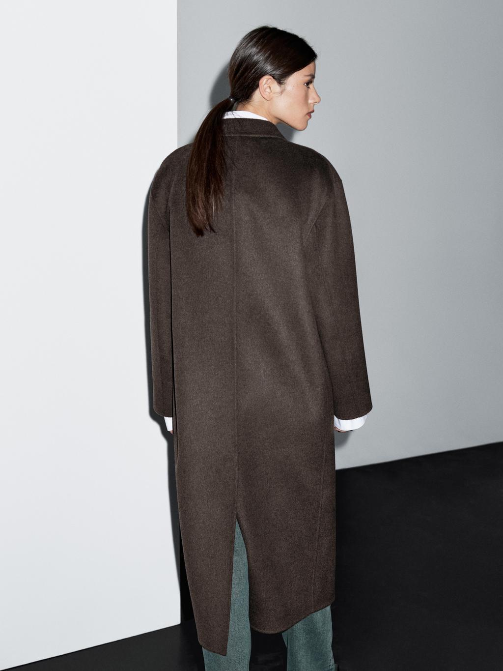 Long wool blend surplice coat