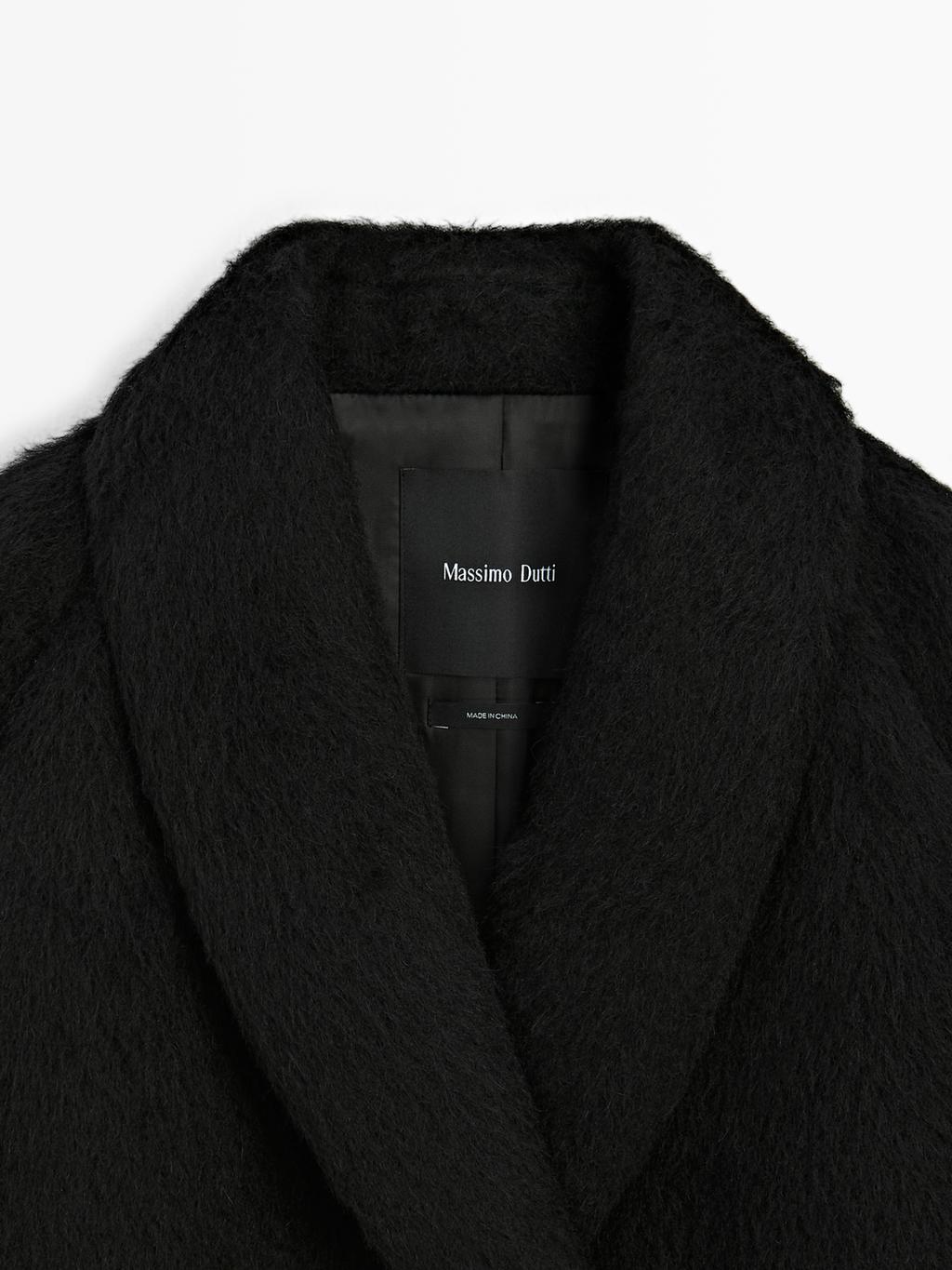 Long alpaca and wool coat