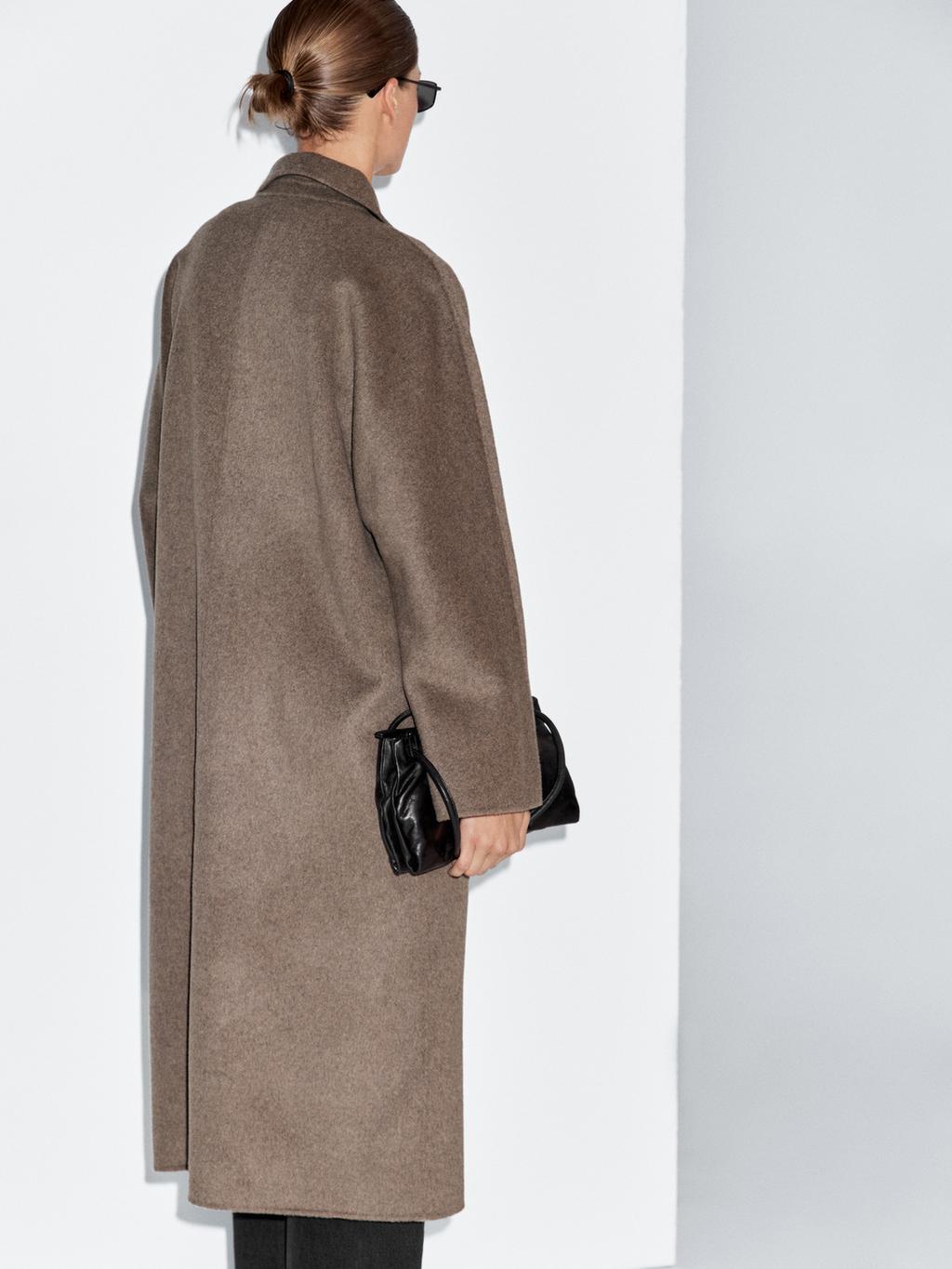 Long wool blend double-breasted coat