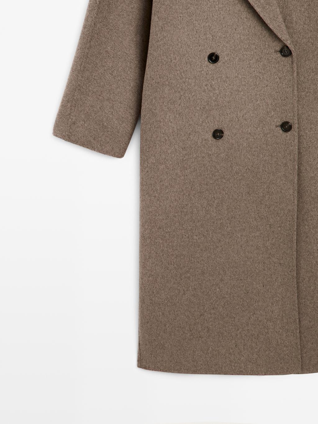 Long wool blend double-breasted coat